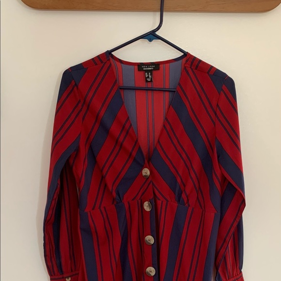 ASOS Maternity size 6 long sleeve dress. Burgundy and navy blue stripes - Picture 3 of 5